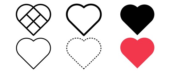 Heart vector icons. Set of love symbols isolated.