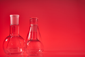 Chemical vessels. Glass flasks. Laboratory utensil.