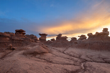 Goblin Valley At Sunset Just After A Rainstorm, Utah.