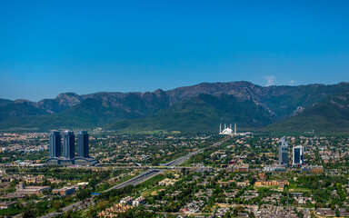 an aerial view of Islamabad city , the capital of Pakistan 
