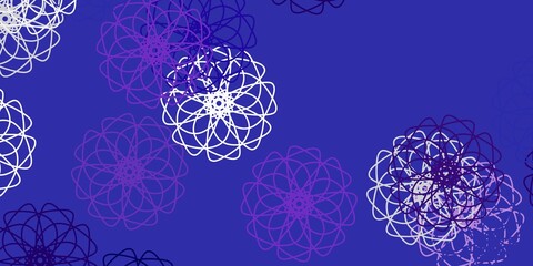 Light purple vector doodle texture with flowers.