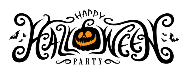 Happy Halloween Text Banner design, Vector