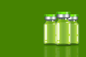 Illustrations of medical supplies for bottled vaccines against coVID-19
