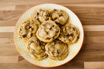 Homemade Chocolate Chip Cookies on Plate