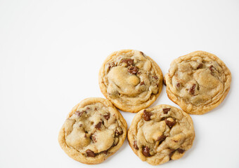 Homemade Chocolate Chip Cookies on White Background