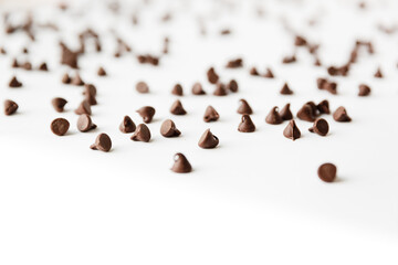 Chocolate Chips on White Background