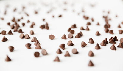 Chocolate Chips on White Background
