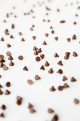Chocolate Chips on White Background
