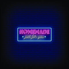 Obraz premium Homemade Just For You Neon Signs Style Text Vector