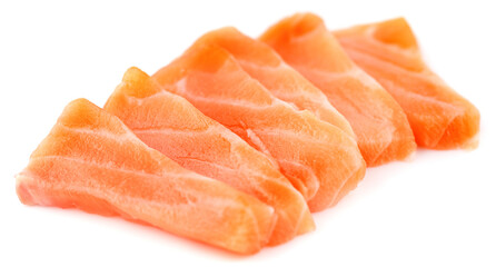 Salmon slices isolated on white background