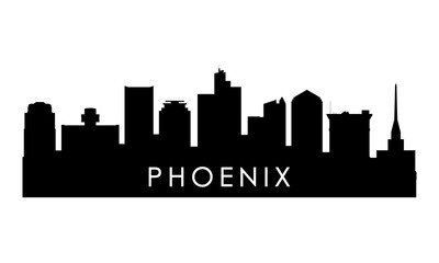 Phoenix skyline silhouette. Black Phoenix city design isolated on white background.