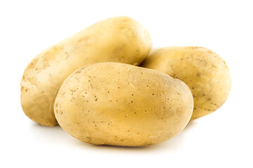 Young potato isolated on white background.