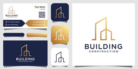 building logo design with line art style. city building abstract For Logo Design Inspiration and business card design