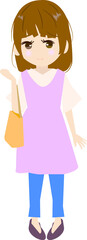 エコバッグを持って出かける可愛い主婦のイラスト