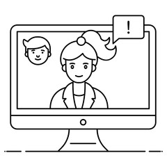 
A flat icon of virtual learning concept vector 

