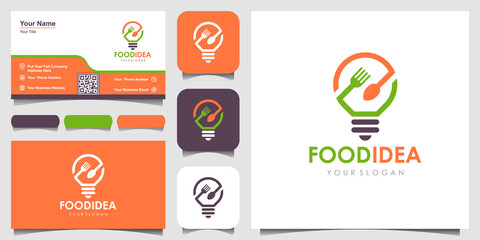 Bulb & Fork Creative Breakfast Restaurant logo and business card design inspiration