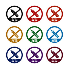 Gluten free red prohibition symbol, color set