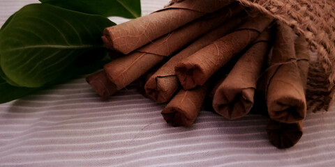 Indian natural cigarette presentation for promoting activity.