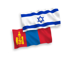Flags of Mongolia and Israel on a white background