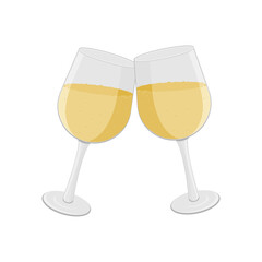 champagne glasses, isolated color vector illustration on a white background, clipart, design, decoration, icon