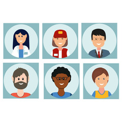 People icons in flat style, color vector illustration, clipart, design, decoration, banner