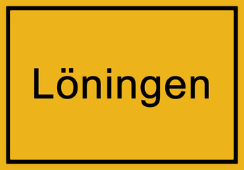 Typical german yellow city sign Löningen