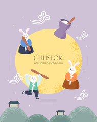 Korea tradition Vector illustration. Chuseok, Happy Korean Thanksgiving Day.