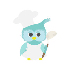 Vector illustration of a happy owl chef