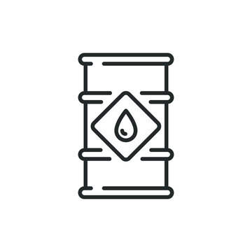 Outline barrel oil icon, line style. Drum, in packaging, cylindrical container commonly made of metal or fibreboard. Vector illustration. Design on white background. EPS 10