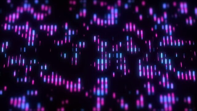 4K Abstract Technology Background. Gaming. Music animated template. Neon lines. Isolated on black. 