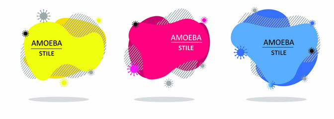 A modern set of abstract amoebic banners. Autumn colors. Orange, blue, maroon. Vector banner template. Template for use in web design or print design.