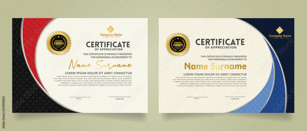 Wall mural set modern certificate template with realistic texture diamond shaped on the ornament and modern pat