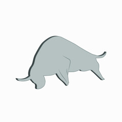 White metal bull. Symbol of 2021. Vector illustration isolated on a white background