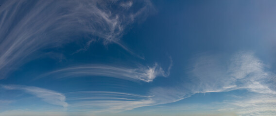 Fantastic clouds against blue sky, panorama