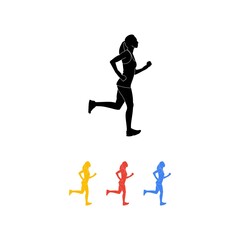 Fototapeta na wymiar Colorful Silhouette of Woman Jogging Outside