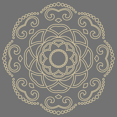 Oriental pattern with arabesques and floral golden elements. Traditional classic ornament. Vintage pattern with arabesques