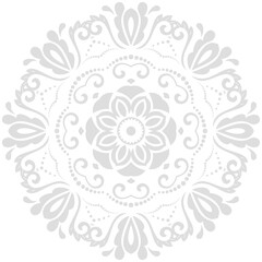 Fototapeta na wymiar Oriental round light pattern with arabesques and floral elements. Traditional classic ornament. Vintage pattern with arabesques