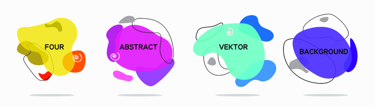 A modern set of abstract amoebic banners. Yellow, red, blue and purple. Vector banner template. Template for use in web or print design.