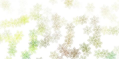 Light green, yellow vector doodle pattern with flowers.
