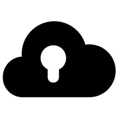 
Keyhole inside cloud, solid vector design of cloud access icon
