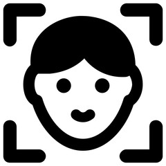 
Icon of facial recognition in solid design, face scanning vector 

