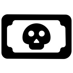 
Skull on banknote, concept of money hacking icon in solid style
