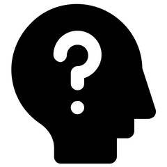 
Interrogative sign inside brain, filled style of confused mind icon
