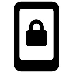 
Padlock inside smartphone, glyph icon of mobile security or locked mobile 
