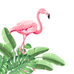 Summer tropical frame exotic banana leaf. Design background for card,invitation,poster.