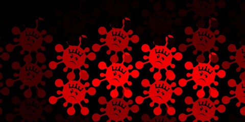 Naklejka na ściany i meble Dark red vector backdrop with virus symbols.