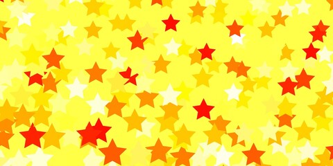 Light Orange vector template with neon stars. Decorative illustration with stars on abstract template. Best design for your ad, poster, banner.