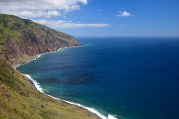 The cliffs near Ponta do Pargo, the most western point of Madeira, Portugal.