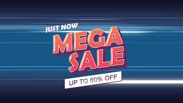 just now mega sale up to 60% off , motion graphic video. sale promotion,advertising, marketing,website. Royalty-free Stock 4K Footage