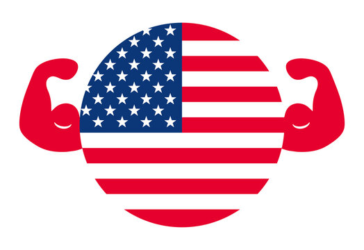 Vettoriale Stock 強いアメリカのイメージイラスト マッチョな星条旗 Adobe Stock